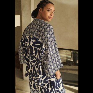 Anthropologie Short-Sleeve Beachy Printed Linen Buttondown Shirt Small